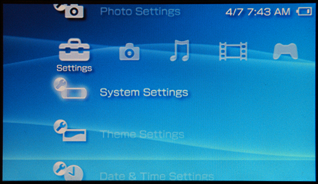 Sony PSP Help: System Settings