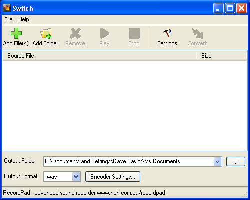 Switch Audio Conversion Utility for Windows