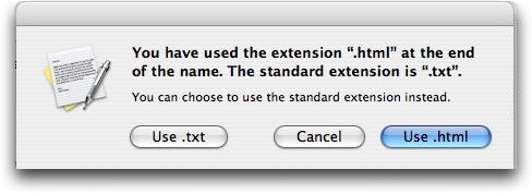 TextEdit use .html suffix