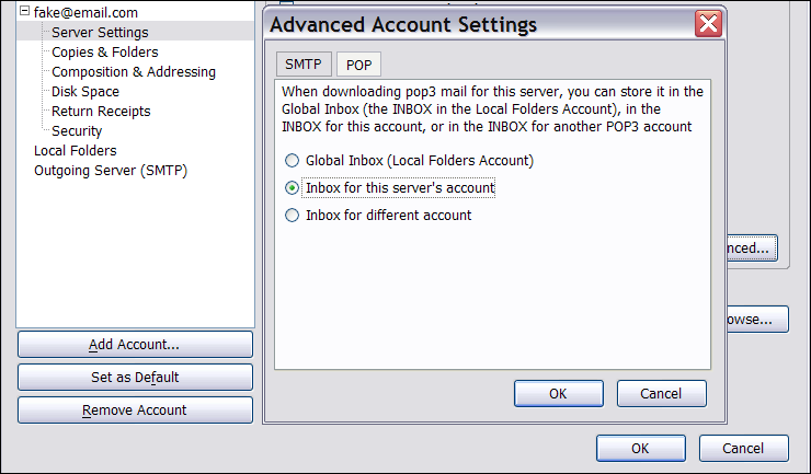 Mozilla Thunderbird: Advanced Account Settings