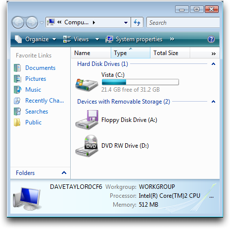 Windows Vista: Computer: DVD-ROM