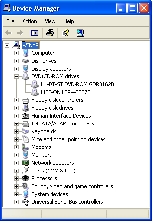Windows XP: Windows Device Manager
