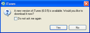 Windows XP / Apple iPod / Apple iTunes: New Version Available