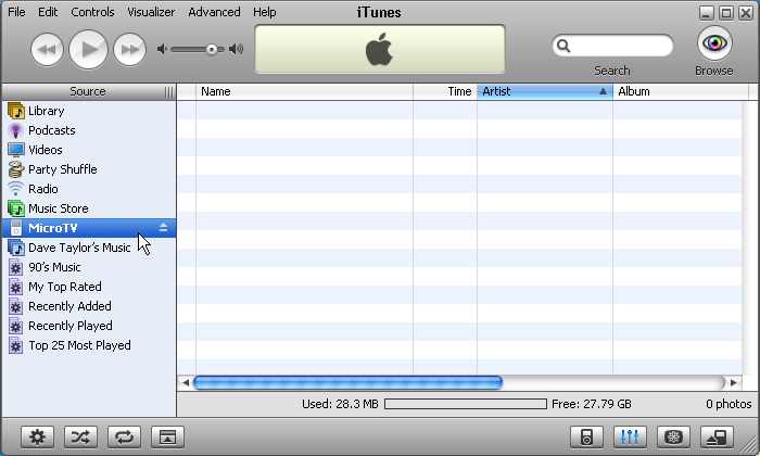 Windows XP / Apple iPod / Apple iTunes: Empty iPod