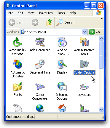 Microsoft Windows XP (winxp) Control Panels: Folder Options