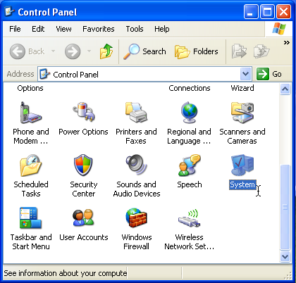 Windows XP [winxp] Control Panels: System