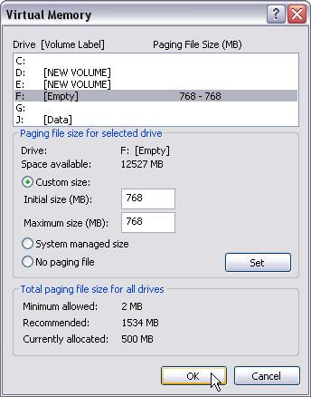 Windows XP Configuration: Swap Space