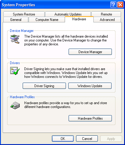 Windows XP: System: Hardware