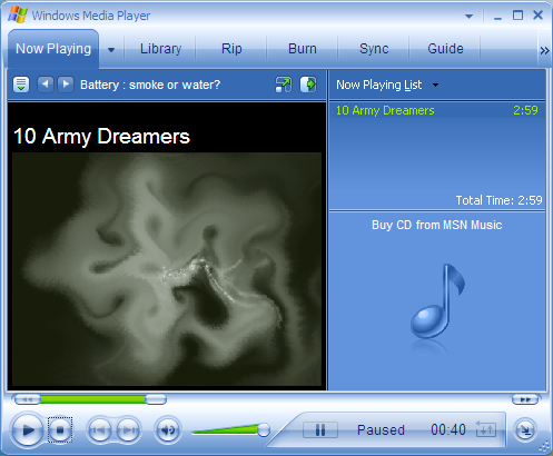 Windows Media Player playing a converted WMA audio flie!