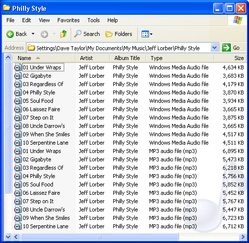 Windows Media Player 10: Saved Audio Files