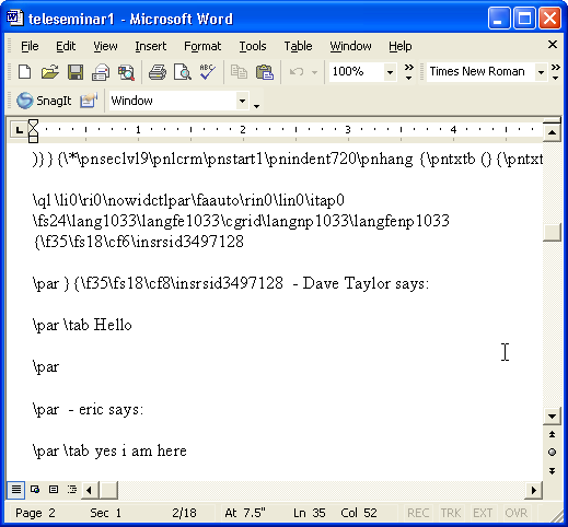 Microsoft Word for Windows: Deleted Text