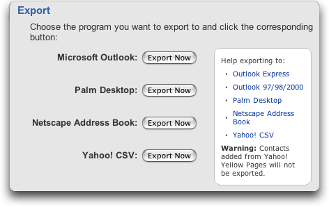 Yahoo Mail: Export Address Book