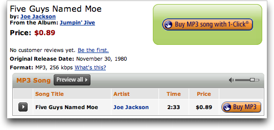 Amazon's AmazonMp3 Mp3 Store: Joe Jackson: Five Guys Named Moe