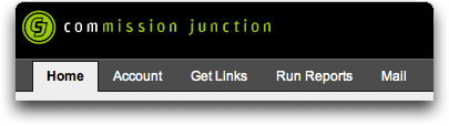 Commission Junction (CJ.com) Main Navigational Menu