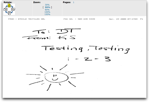 eFax: free fax displayed in Web browser