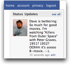 Facebook status updated from Twitter Tweet