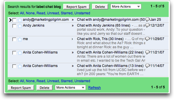 Google Gmail Chat Gtalk search feature