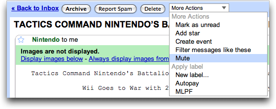 Google's Gmail: MUTE feature