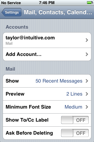 iphone reset 9: Mail, Contacts, Calendars