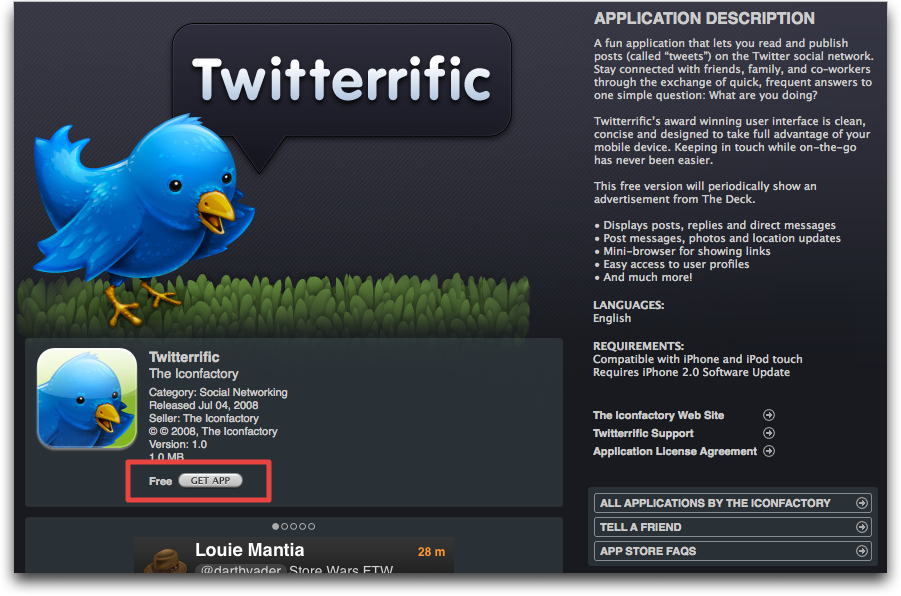 itunes app store twitterific