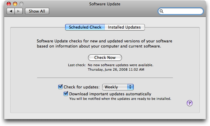 Mac OS X: Software Update