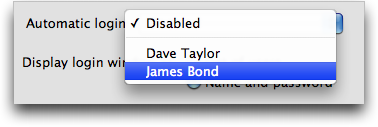 Mac OS X: System Preferences: Accounts: Automatic Login