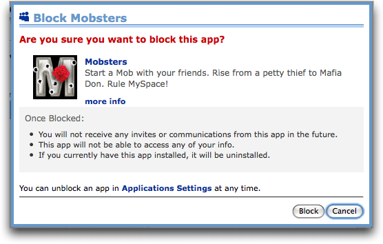 myspace app block mobsters