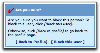MySpace: Confirm that you want to block an email user