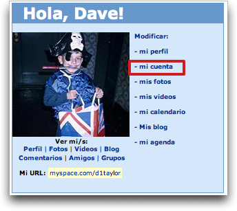 MySpace: Spanish: Modificar