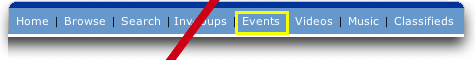 MySpace: Top  Nav Bar: Events