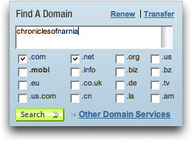 Network Solutions: Find Domain: Chronicles of Narnia