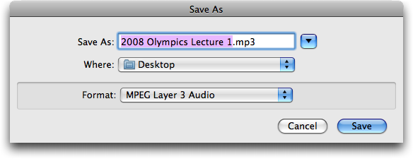 Saving an audio file (history of olympic games) in a Web browser: file name?