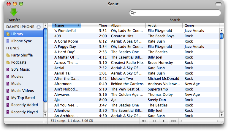 Mac iTunes Senuti: Apple iPhone Library