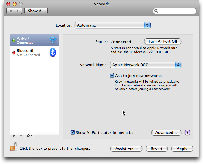 system prefs network airport