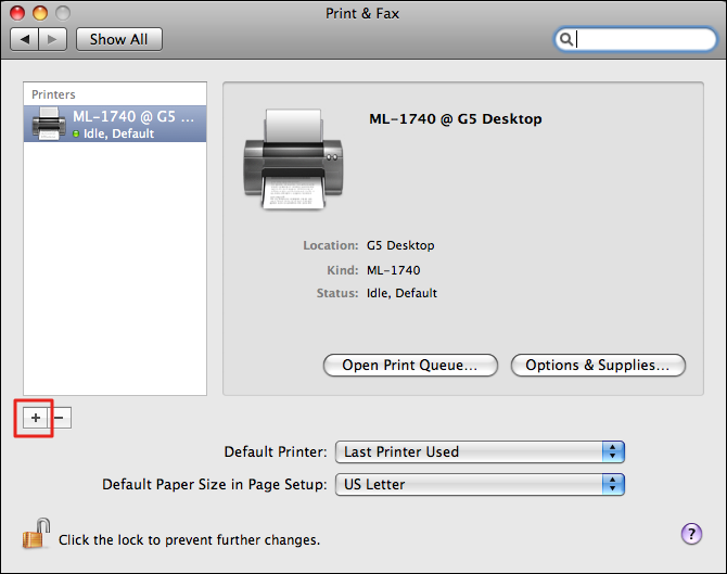 mac print fax preference