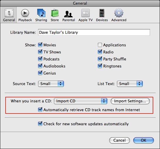 apple itunes preferences general 2