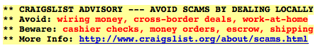 craigstlist money order warning