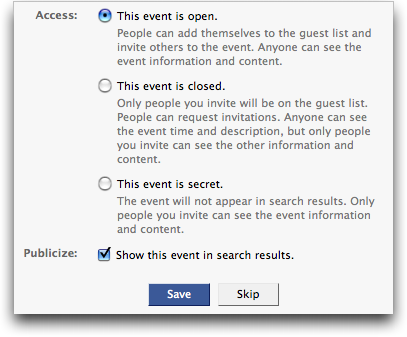 facebook create event info access