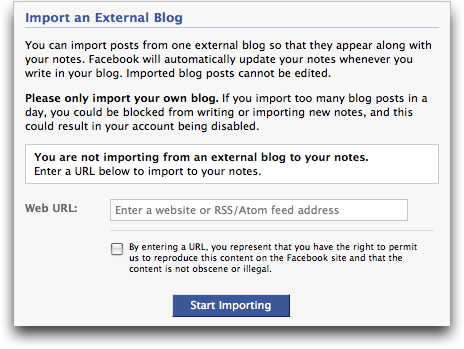 facebook import an external blog (facebook blog rss)