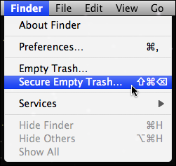 mac secure empty trash menu