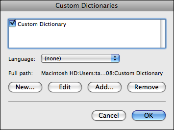 microsoft word mac custom dictionary list