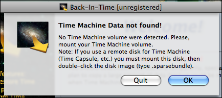 time machine data not found