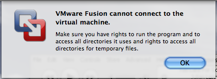 vmware fusion cannot connect virtual machine