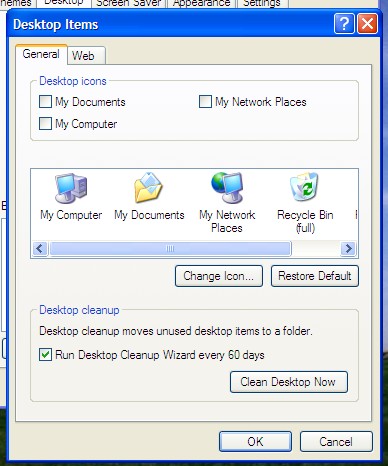 Windows XP (winxp) display properties: Customize Desktop