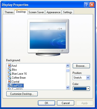 Windows XP / WinXP Display Properties: Desktop