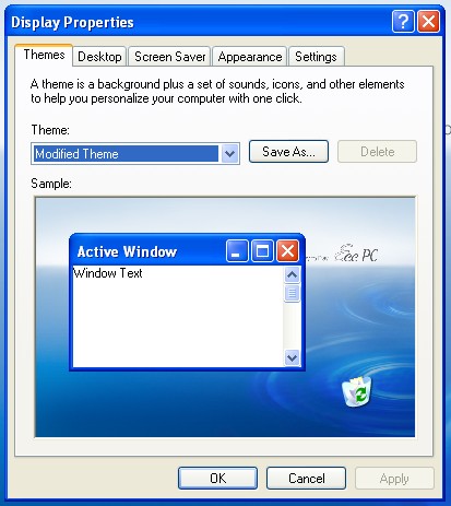 Windows XP / WinXP display properties: Themes