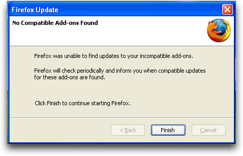 winxp firefox no incompatible add ons