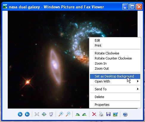 Windows XP / WinXP: Windows Picture and Fax Viewer: Context Menu
