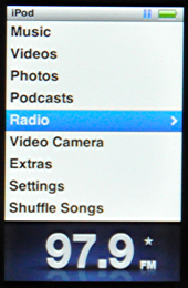 apple ipod nano 5g main menu radio