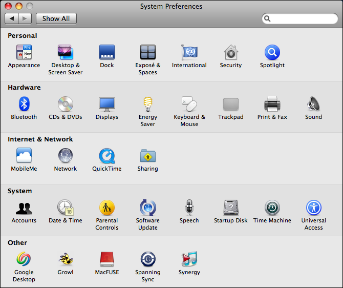 apple mac system preferences